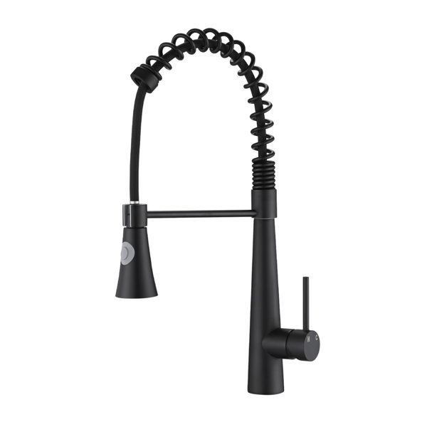 LOONGFIELD Commercial Matte Black Kitchen Faucet With Pull Down Sprayer